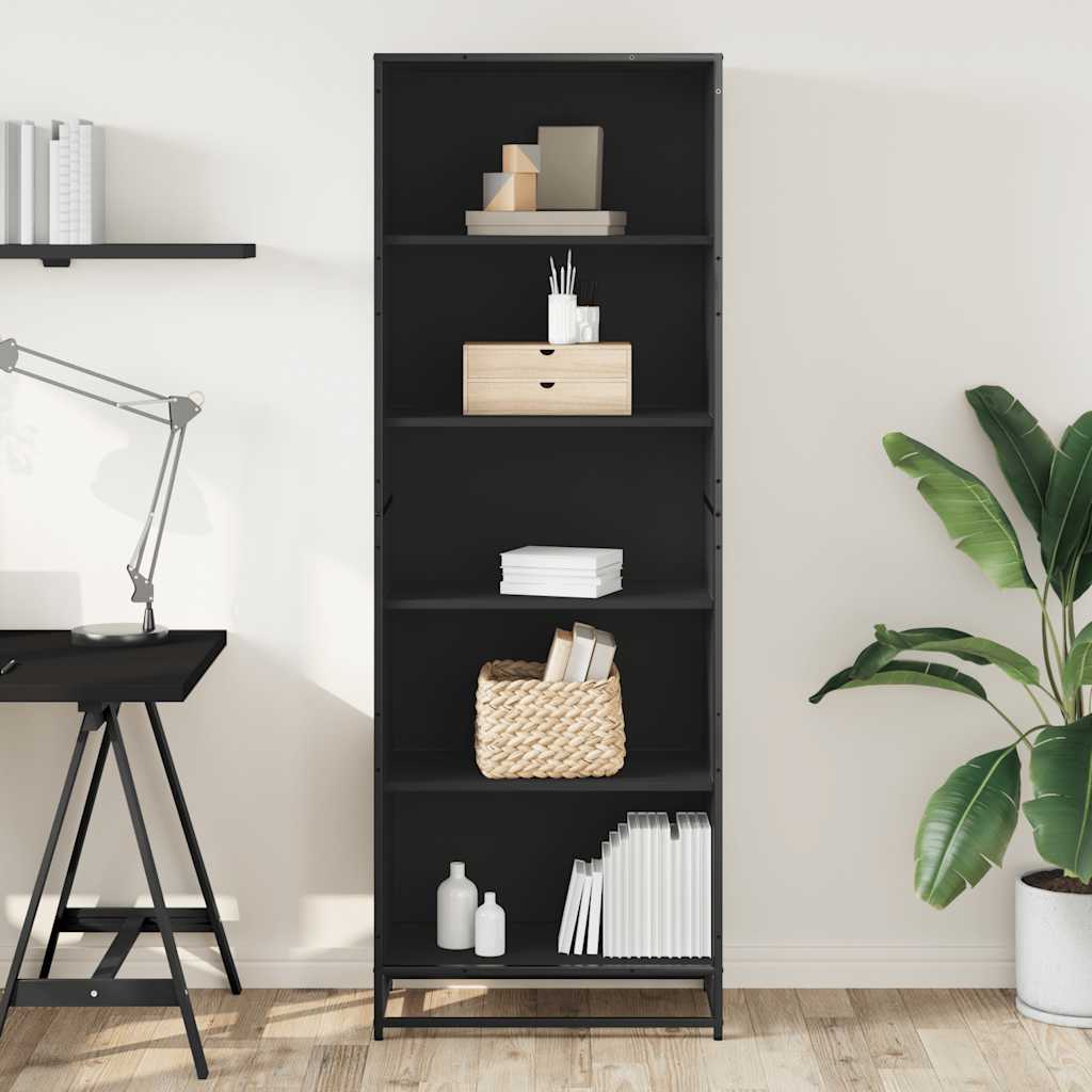 Bibliothèque noir 60x35x170,5 cm bois d'ingénierie - XIOS