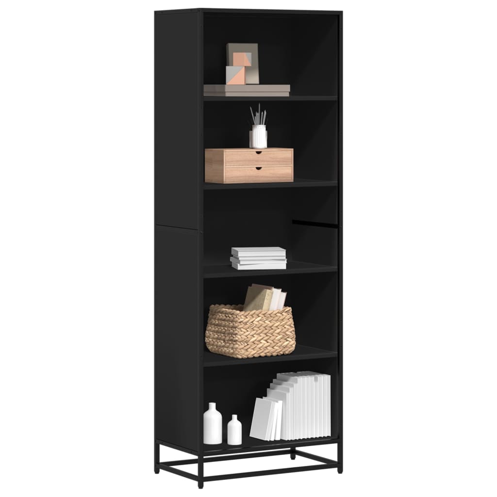 Bibliothèque noir 60x35x170,5 cm bois d'ingénierie - XIOS