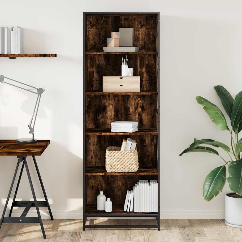 Bibliothèque chêne fumé 60x35x170,5 cm bois d'ingénierie - XIOS