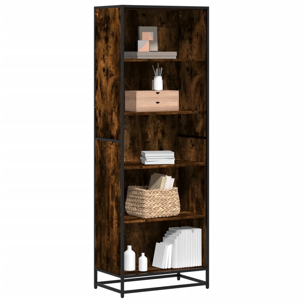 Bibliothèque chêne fumé 60x35x170,5 cm bois d'ingénierie - XIOS