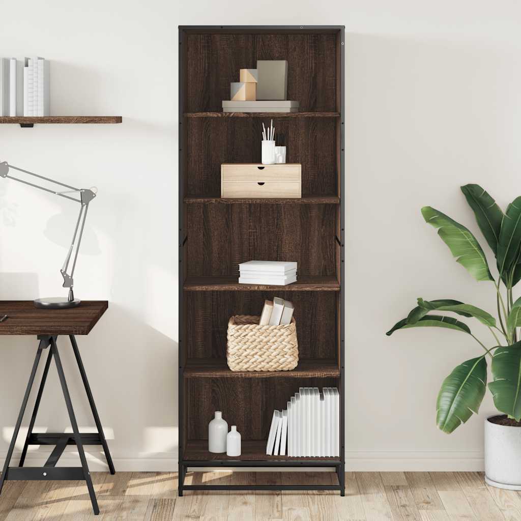 Bibliothèque chêne marron 60x35x170,5 cm bois d'ingénierie - XIOS