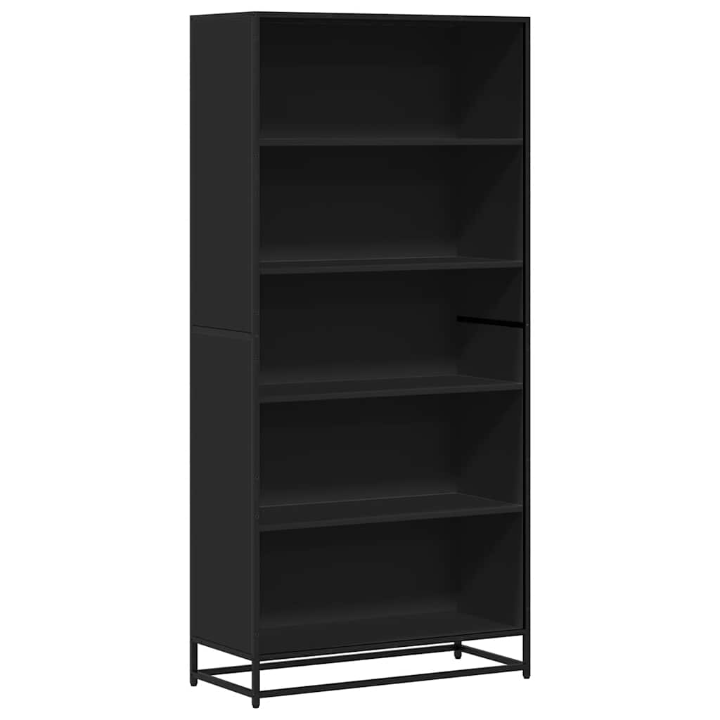 Bibliothèque noir 80,5x35x170,5 cm bois d'ingénierie - XIOS