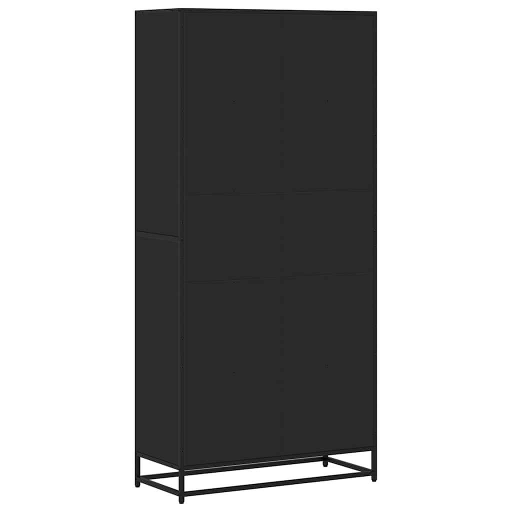 Bibliothèque noir 80,5x35x170,5 cm bois d'ingénierie - XIOS
