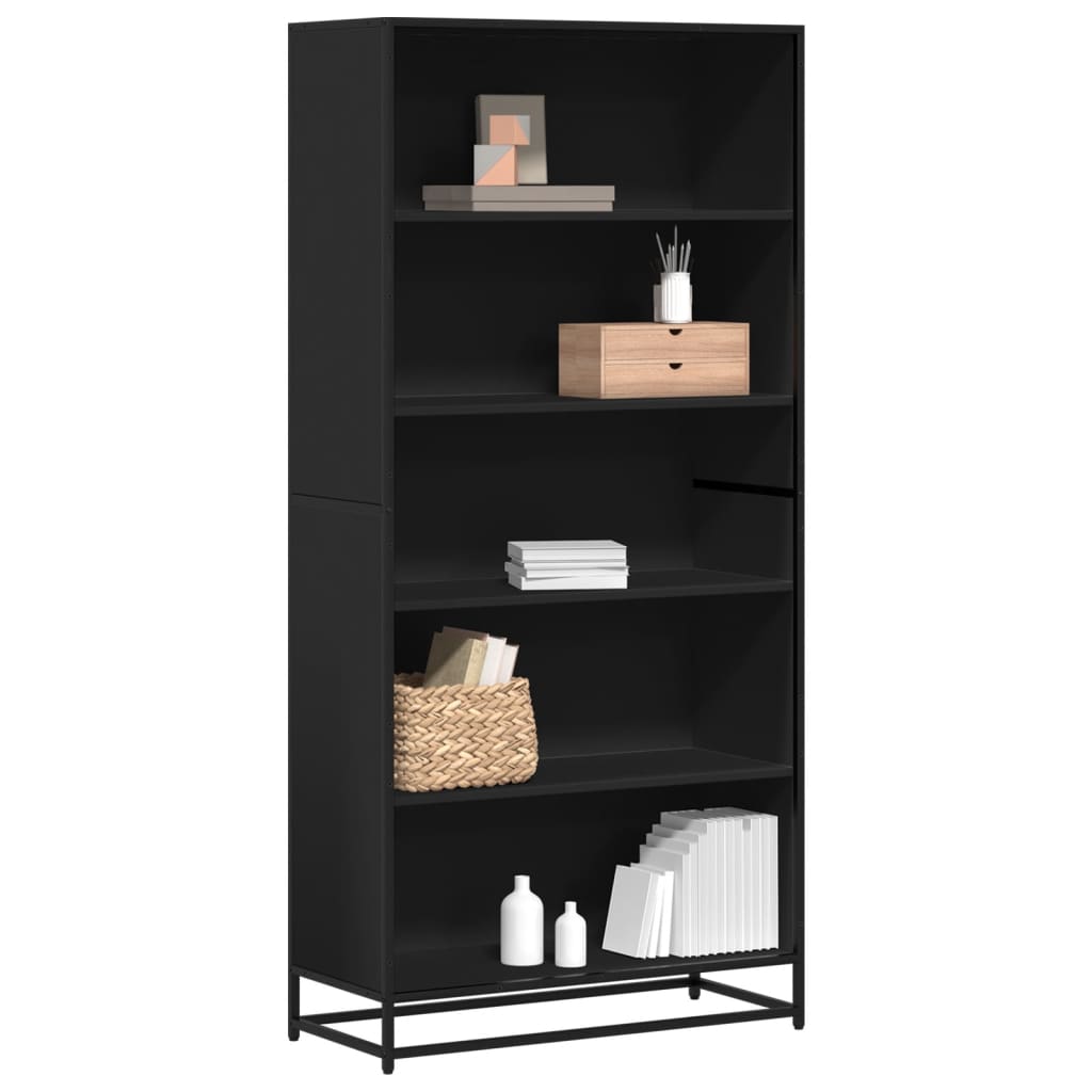 Bibliothèque noir 80,5x35x170,5 cm bois d'ingénierie - XIOS