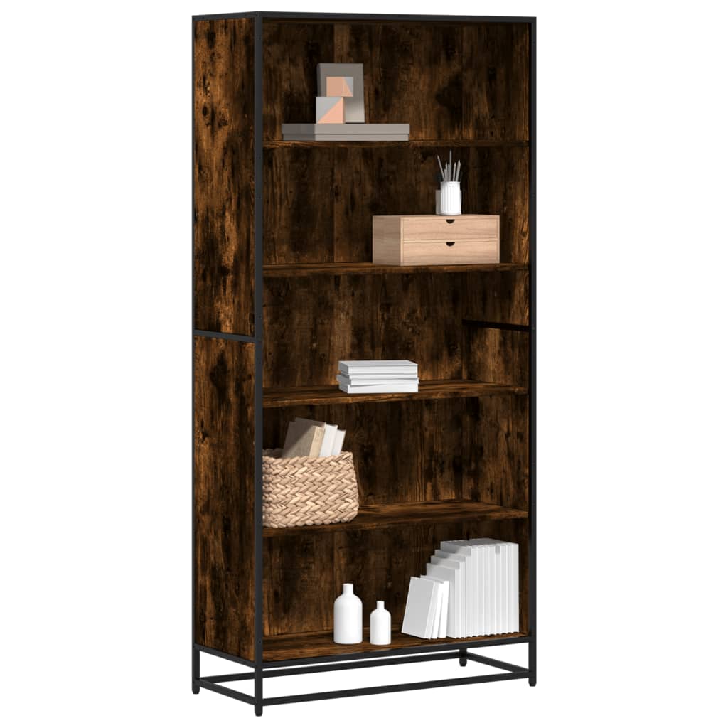 Bibliothèque chêne fumé 80,5x35x170,5 cm bois d'ingénierie - XIOS