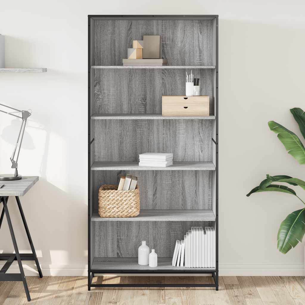 Bibliothèque sonoma gris 80,5x35x170,5 cm bois d'ingénierie - XIOS
