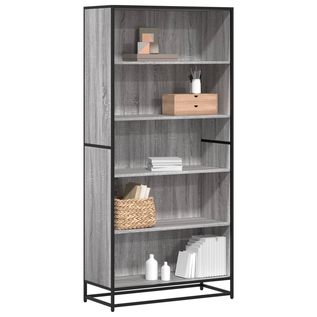 Bibliothèque sonoma gris 80,5x35x170,5 cm bois d'ingénierie - XIOS
