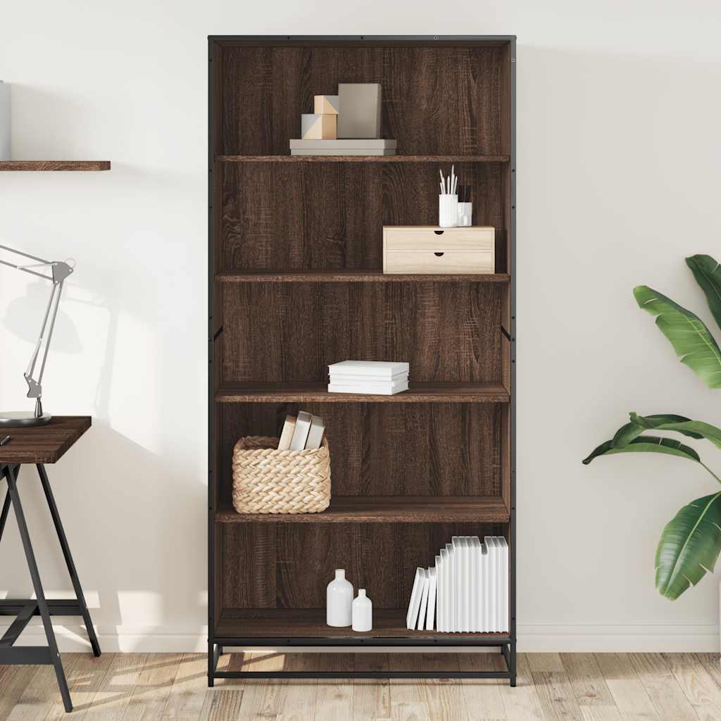 Bibliothèque chêne marron 80,5x35x170,5 cm bois d'ingénierie - XIOS