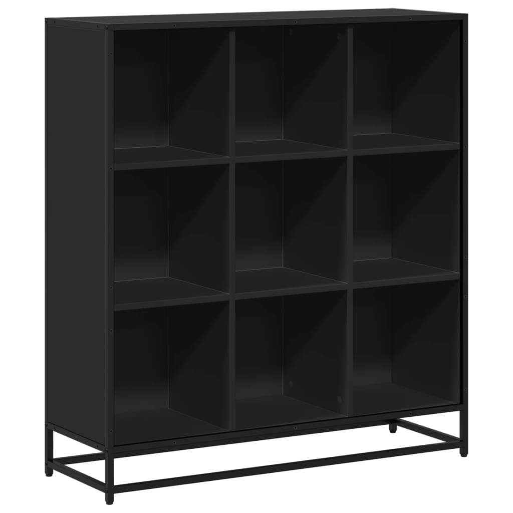 Bibliothèque noir 97,5x33x107,5 cm bois d'ingénierie et métal - XIOS