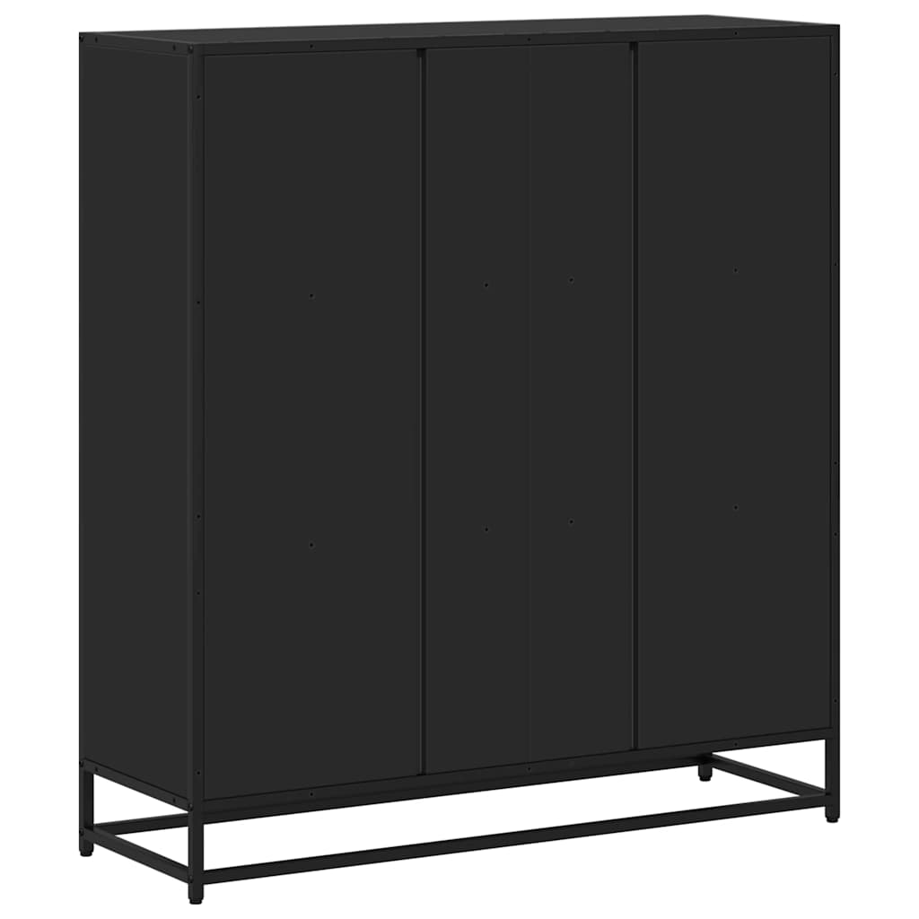 Bibliothèque noir 97,5x33x107,5 cm bois d'ingénierie et métal - XIOS