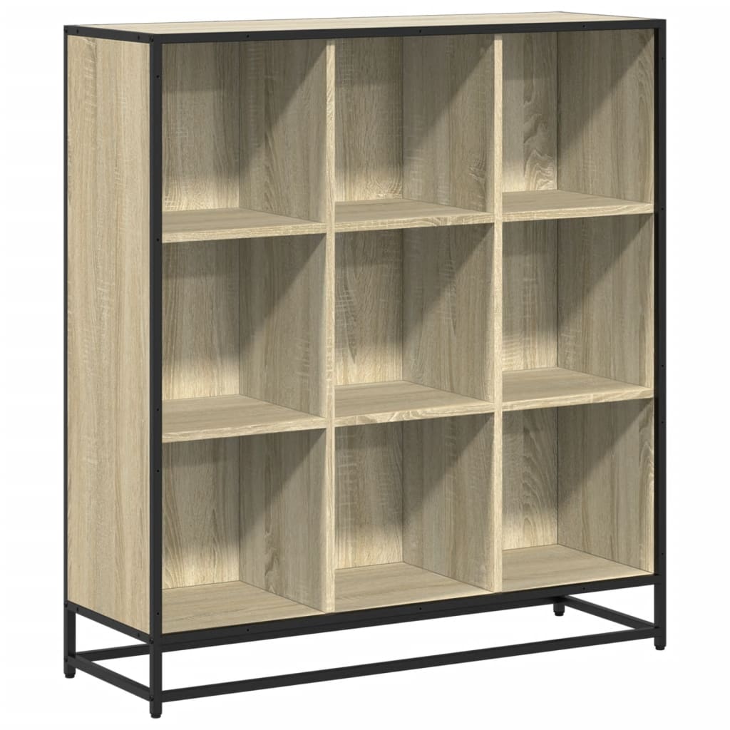 Bibliothèque chêne sonoma 97,5x33x107,5cm bois ingénierie métal - XIOS