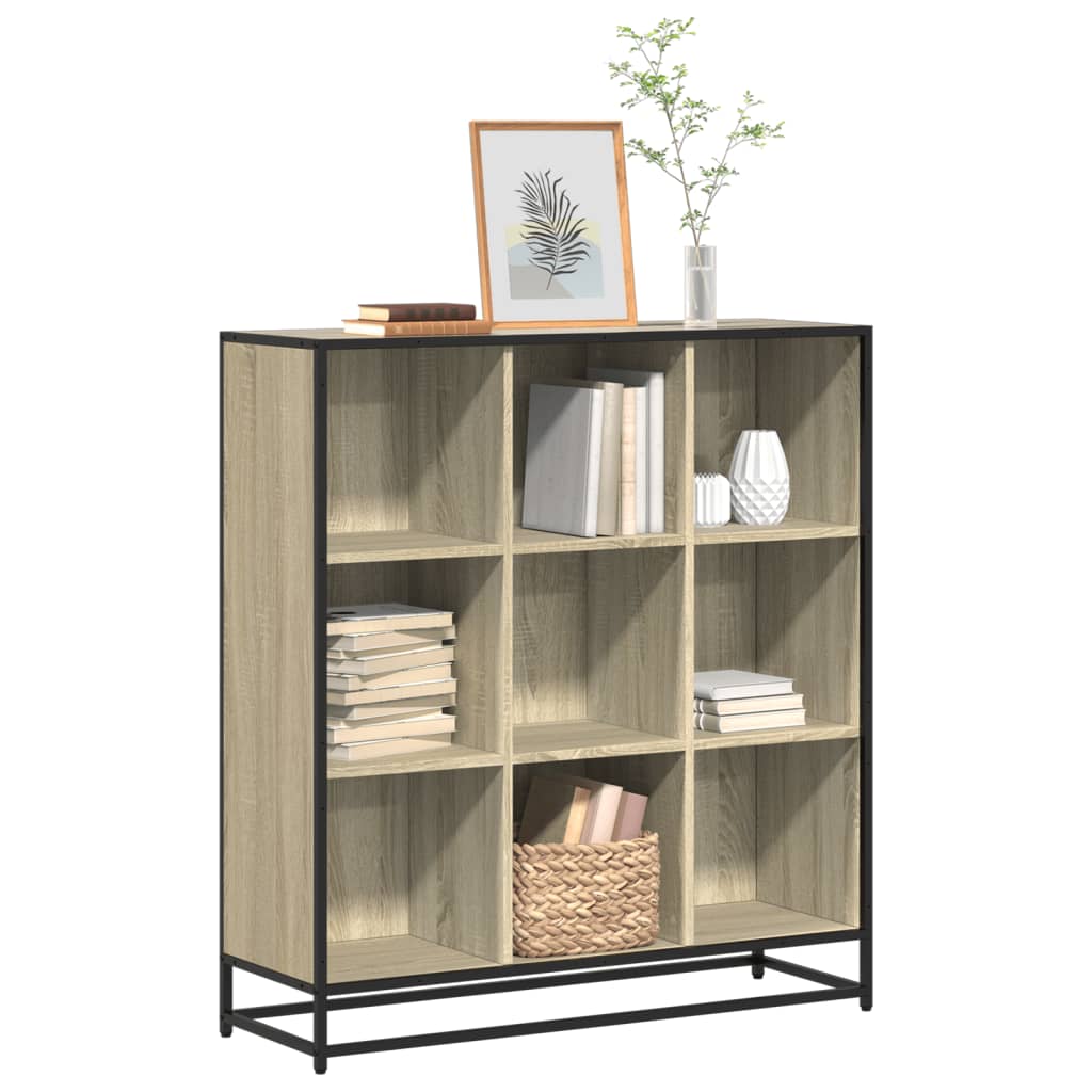 Bibliothèque chêne sonoma 97,5x33x107,5cm bois ingénierie métal - XIOS