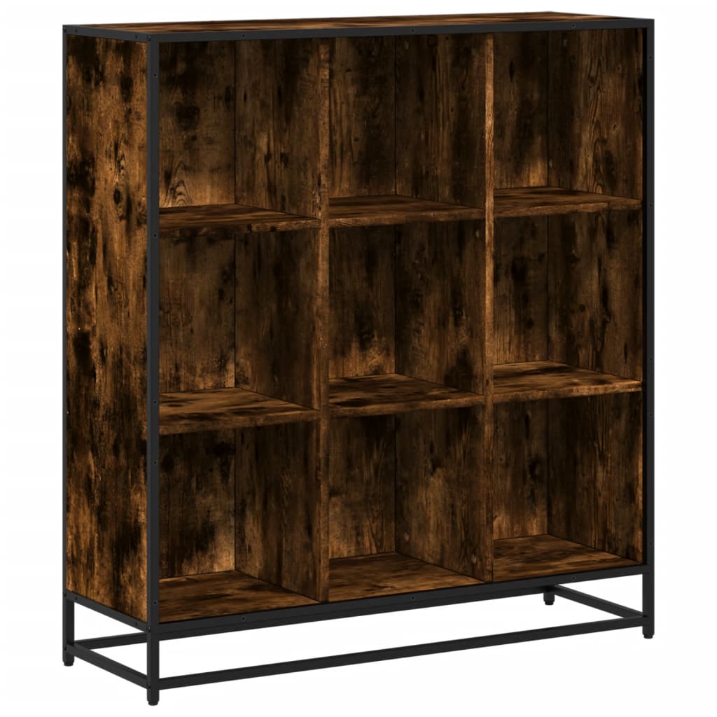 Bibliothèque chêne fumé 97,5x33x107,5cm bois d'ingénierie métal - XIOS