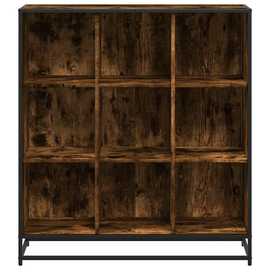 Bibliothèque chêne fumé 97,5x33x107,5cm bois d'ingénierie métal - XIOS