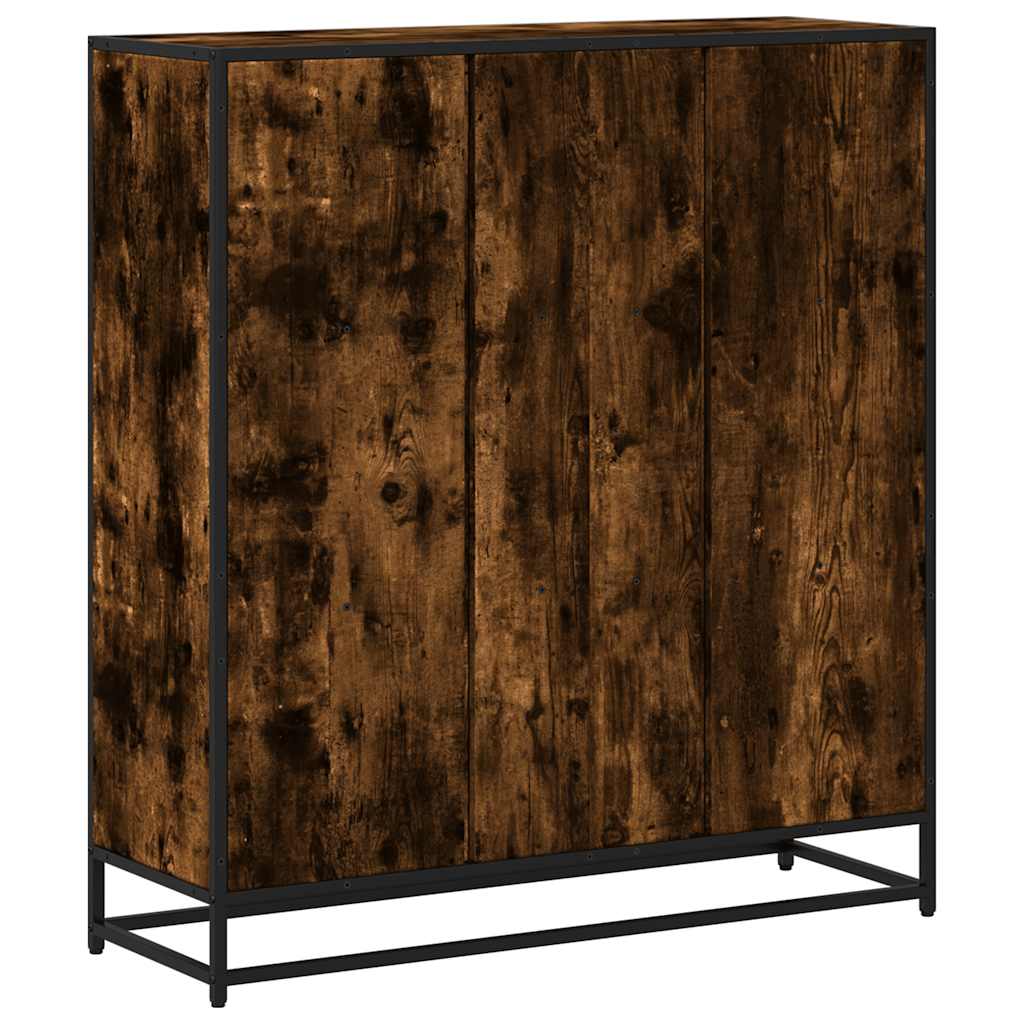 Bibliothèque chêne fumé 97,5x33x107,5cm bois d'ingénierie métal - XIOS