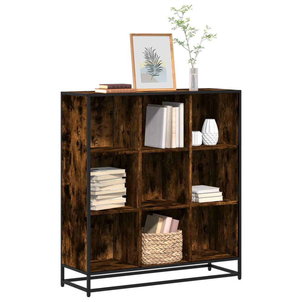 Bibliothèque chêne fumé 97,5x33x107,5cm bois d'ingénierie métal - XIOS