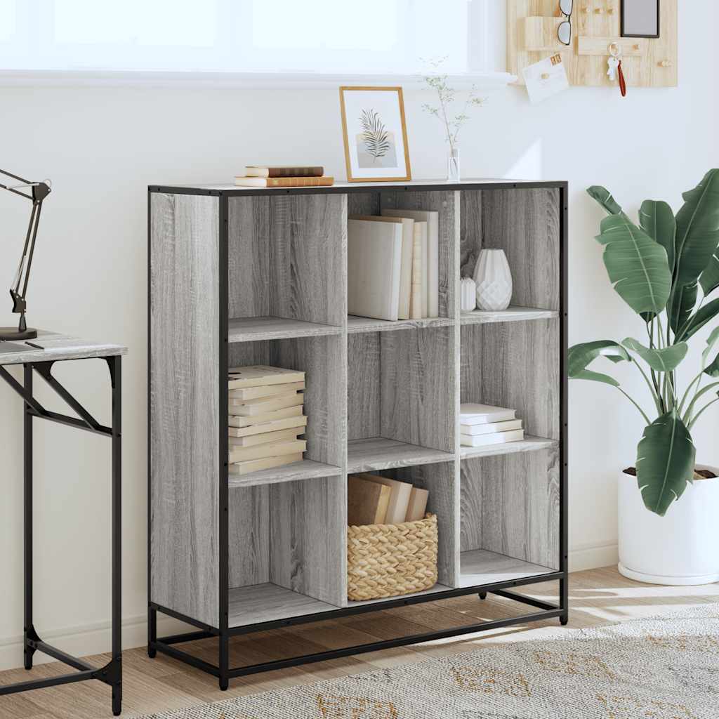 Bibliothèque sonoma gris 97,5x33x107,5 cm bois ingénierie métal - XIOS