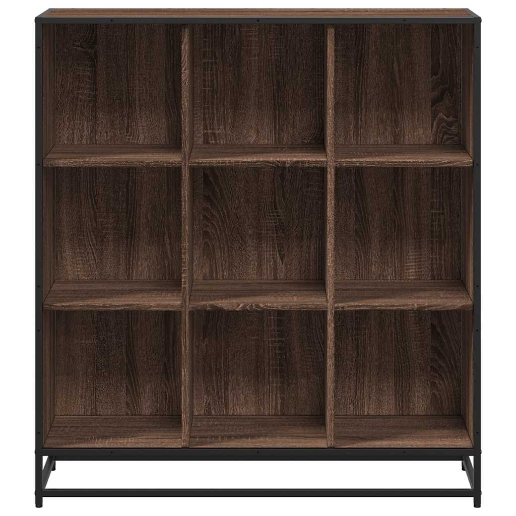 Bibliothèque chêne marron 97,5x33x107,5cm bois ingénierie métal - XIOS