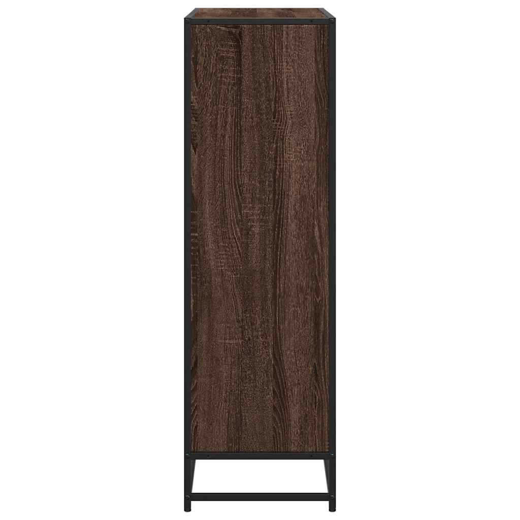 Bibliothèque chêne marron 97,5x33x107,5cm bois ingénierie métal - XIOS