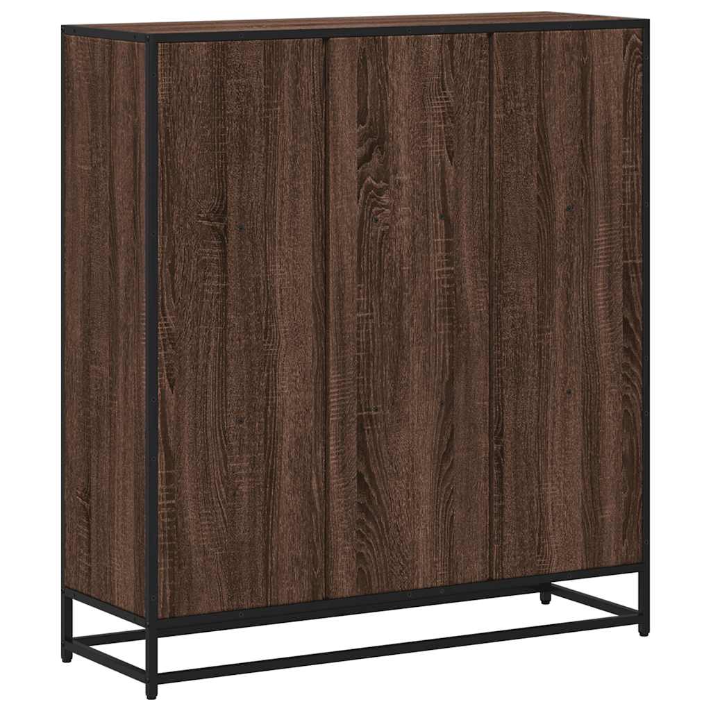 Bibliothèque chêne marron 97,5x33x107,5cm bois ingénierie métal - XIOS