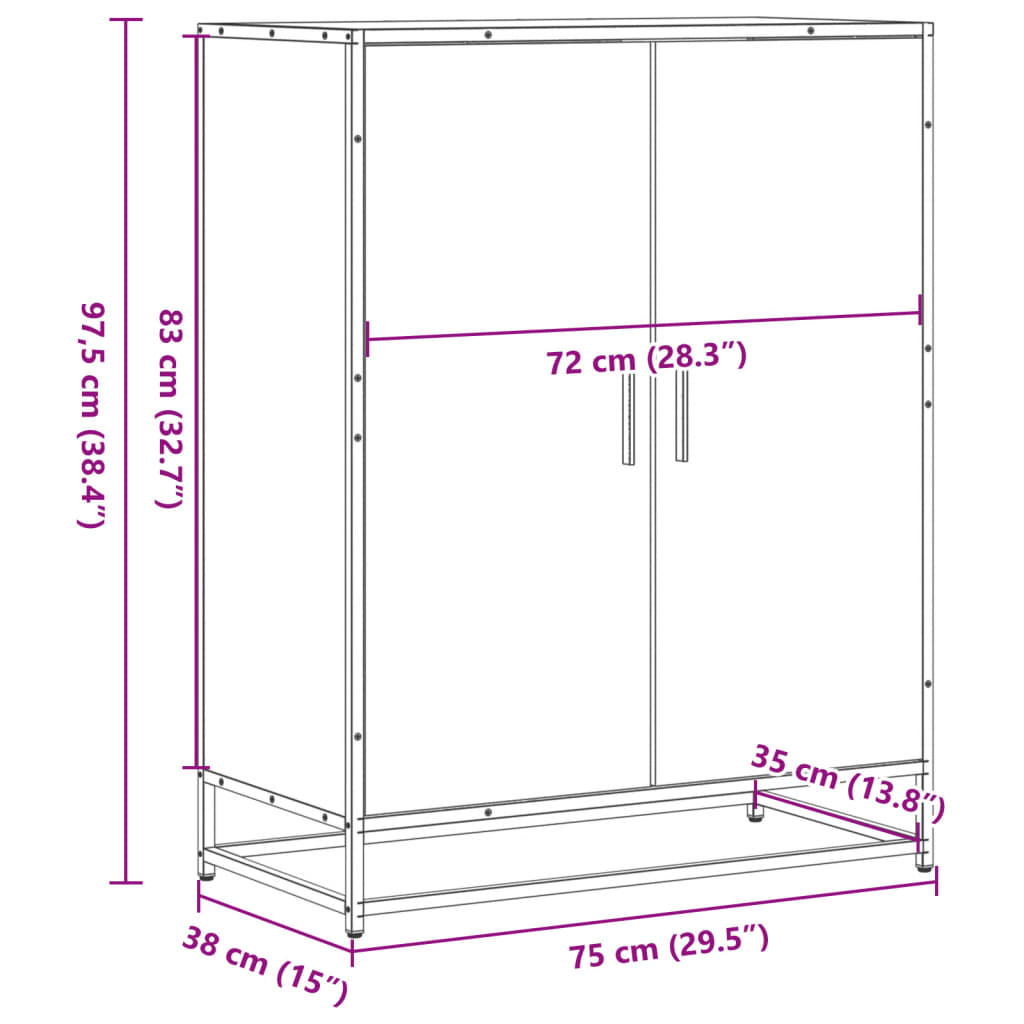 Armoire à chaussures chêne sonoma bois d'ingénierie et métal - XIOS