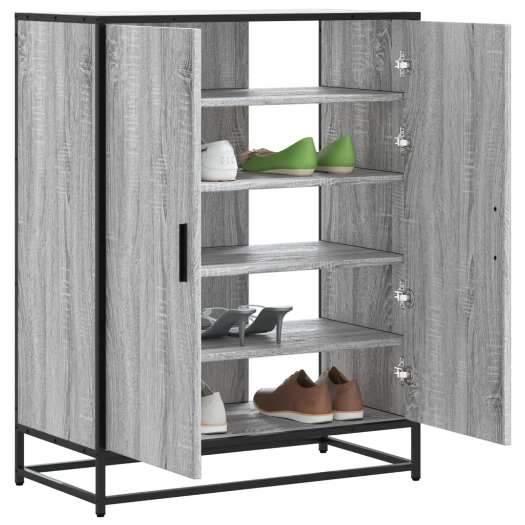 Meuble à chaussures sonoma gris bois d'ingénierie et métal - XIOS