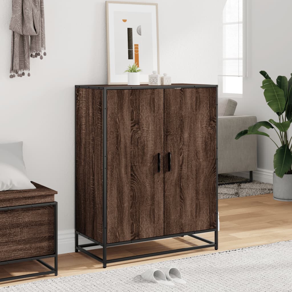 Meuble à chaussures chêne marron bois d'ingénierie et métal - XIOS