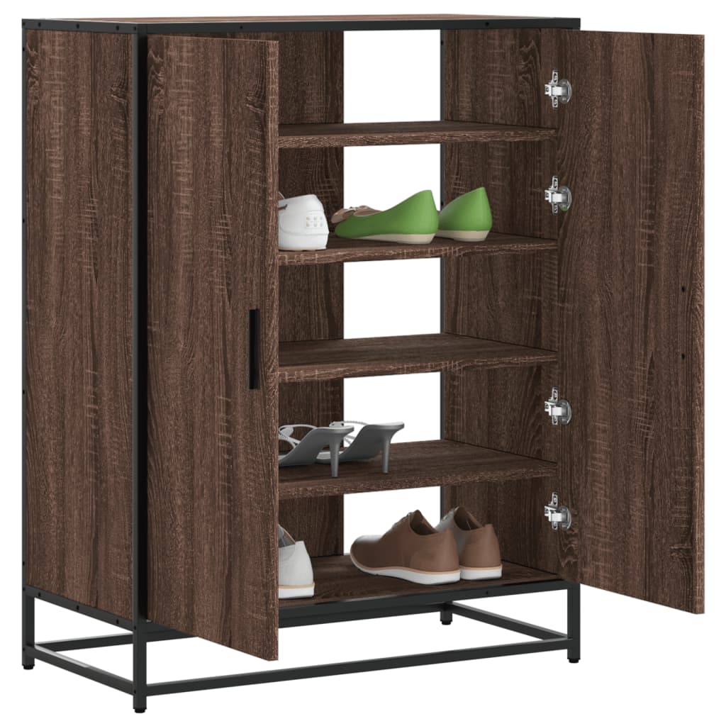 Meuble à chaussures chêne marron bois d'ingénierie et métal - XIOS