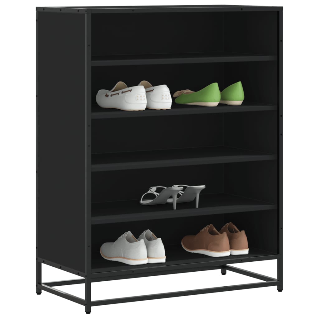 Meuble à chaussures noir 75x38x97,5 cm bois d'ingénierie métal - XIOS