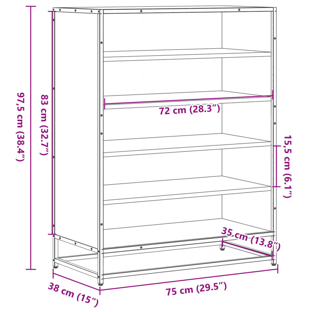 Armoire à chaussures chêne sonoma bois d'ingénierie et métal - XIOS