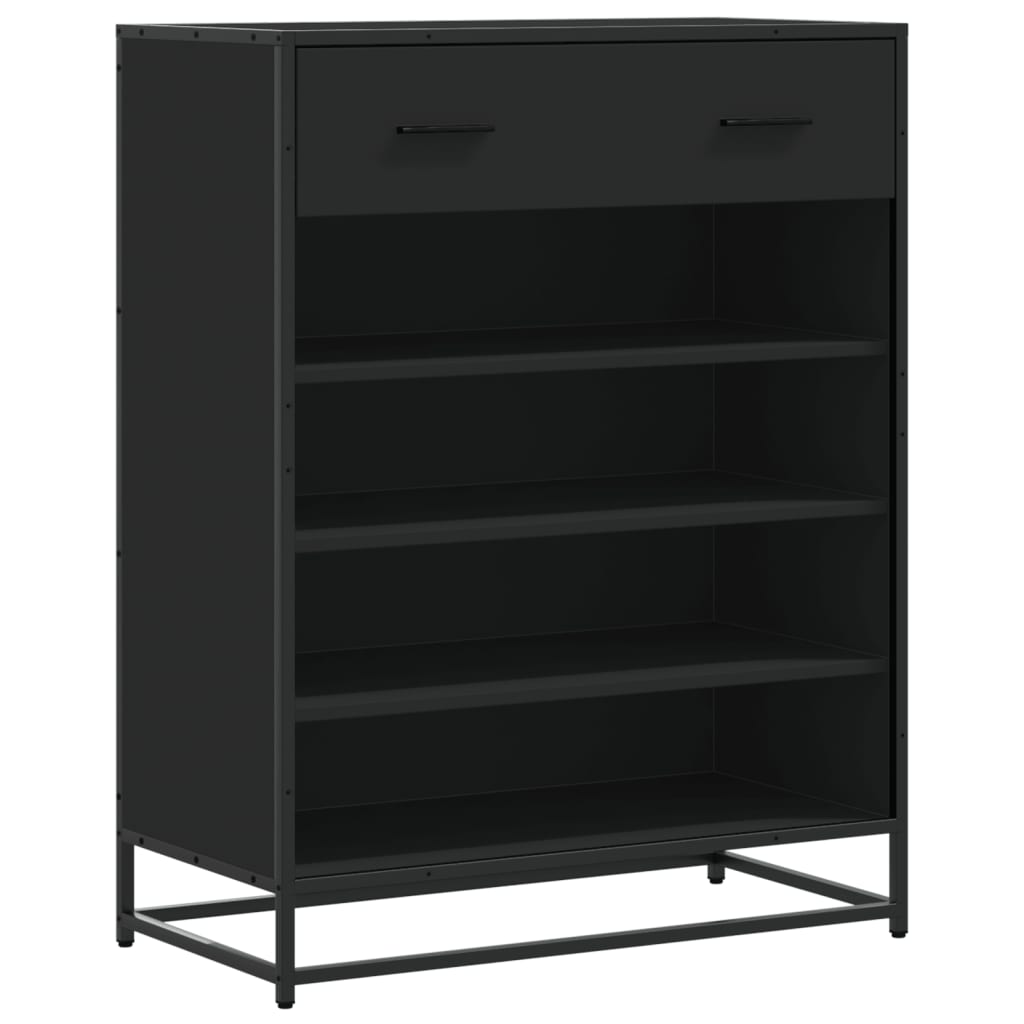 Meuble à chaussures noir 75x38x97,5 cm bois d'ingénierie métal - XIOS