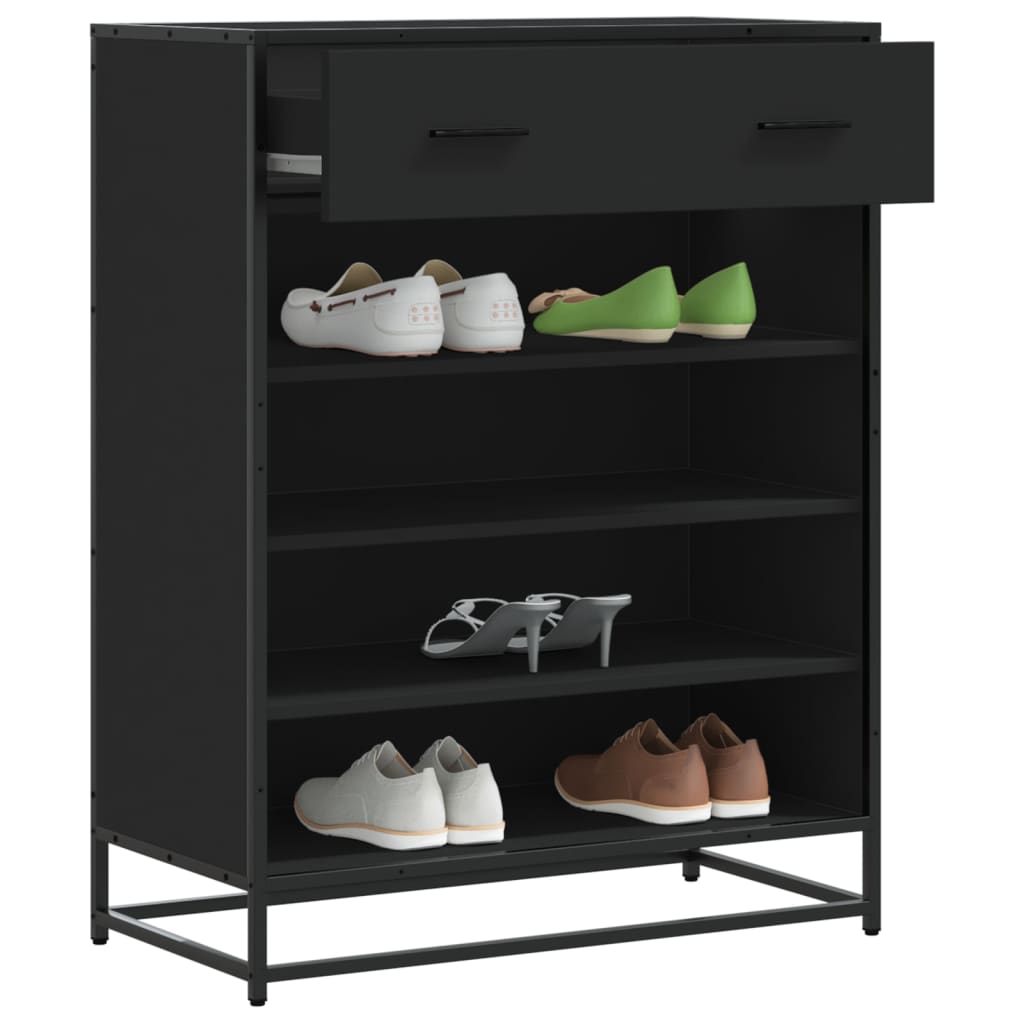 Meuble à chaussures noir 75x38x97,5 cm bois d'ingénierie métal - XIOS