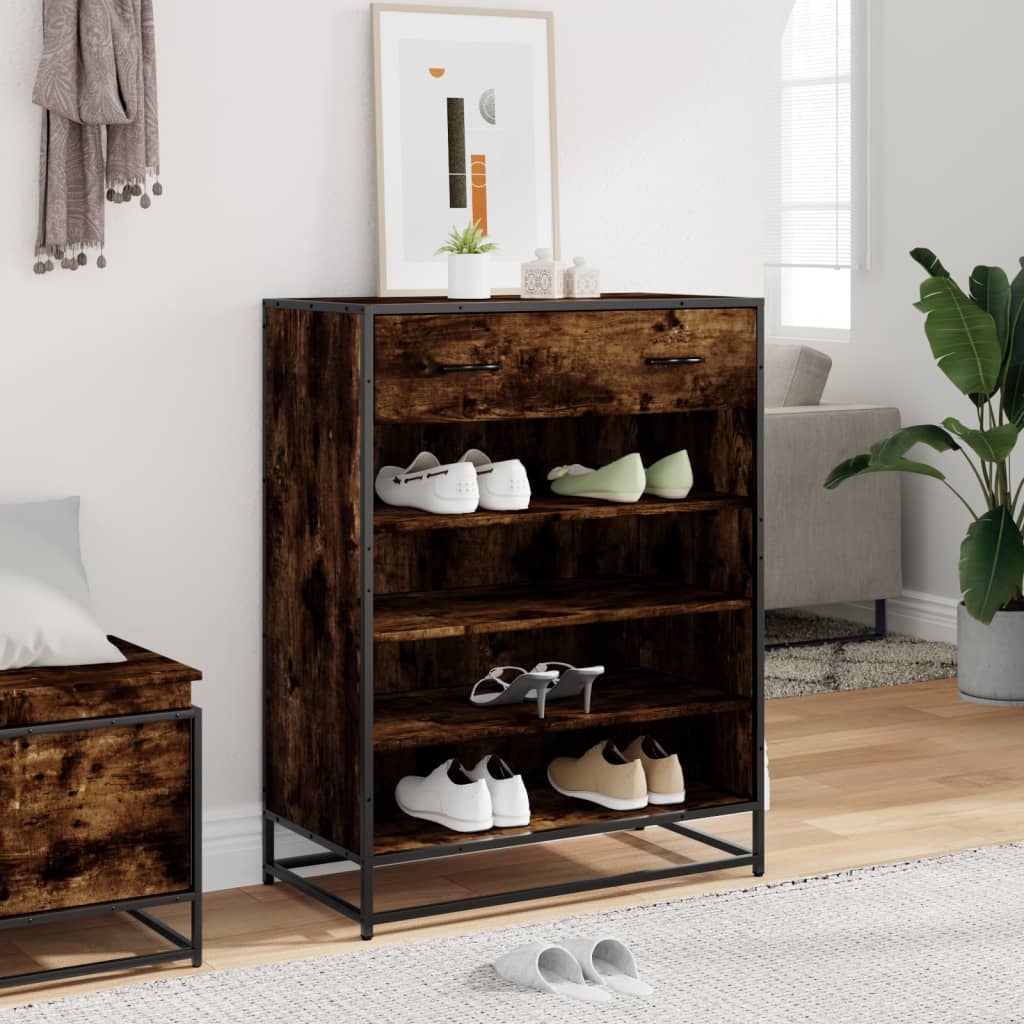 Meuble à chaussures chêne fumé bois d'ingénierie et métal - XIOS