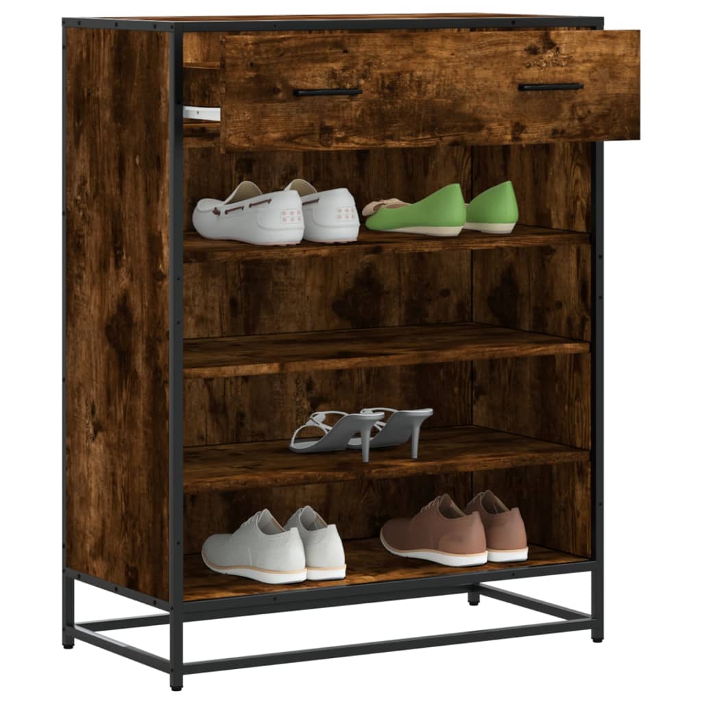 Meuble à chaussures chêne fumé bois d'ingénierie et métal - XIOS