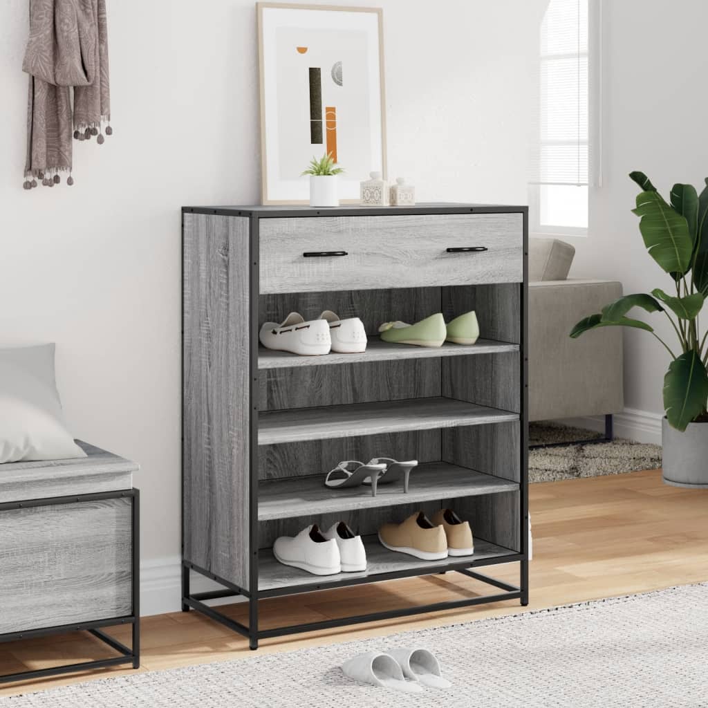 Meuble à chaussures sonoma gris bois d'ingénierie et métal - XIOS