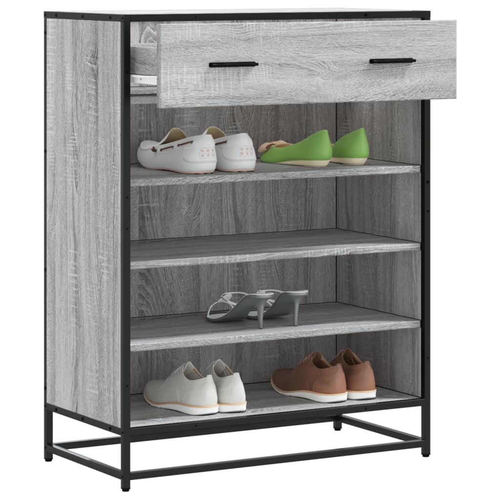 Meuble à chaussures sonoma gris bois d'ingénierie et métal - XIOS