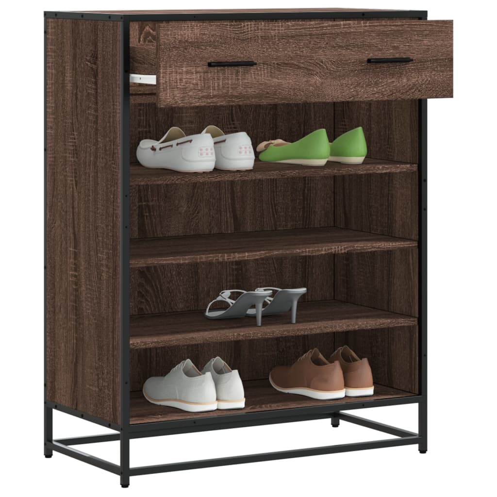 Meuble à chaussures chêne marron bois d'ingénierie et métal - XIOS