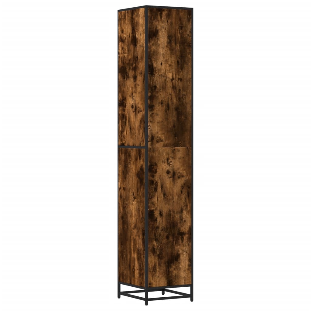 Armoire de salle de bain chêne fumé bois d'ingénierie et métal