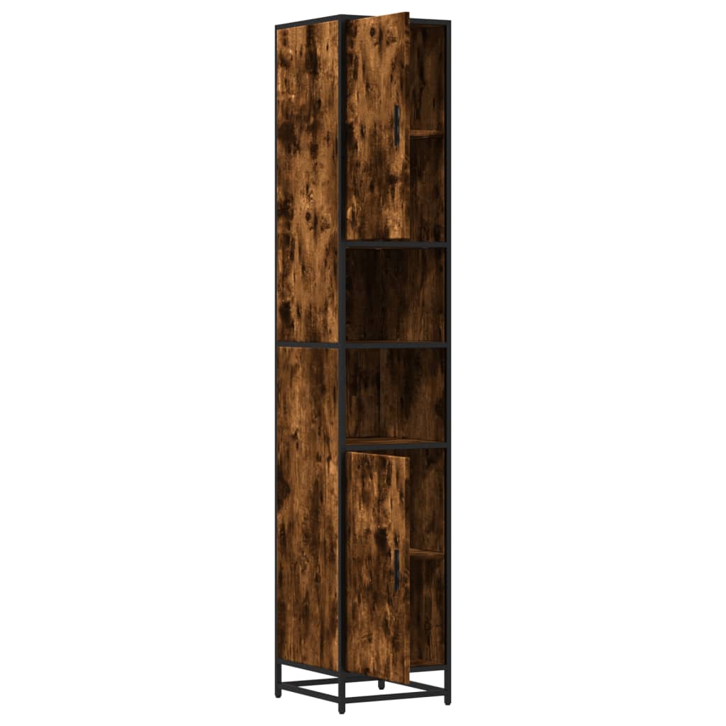 Armoire de salle de bain chêne fumé bois d'ingénierie et métal