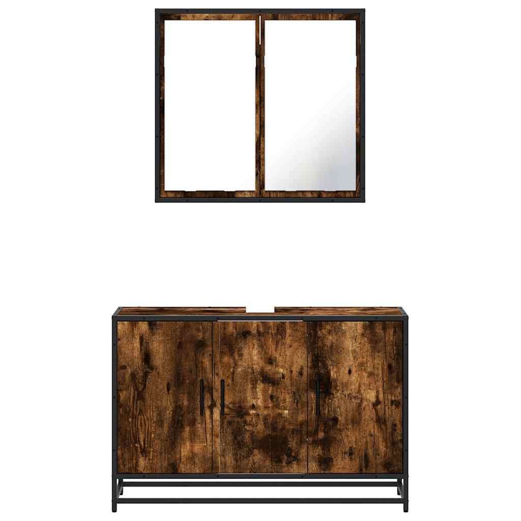 Ensemble de meubles de salle de bain 2 pcs Chêne fumé