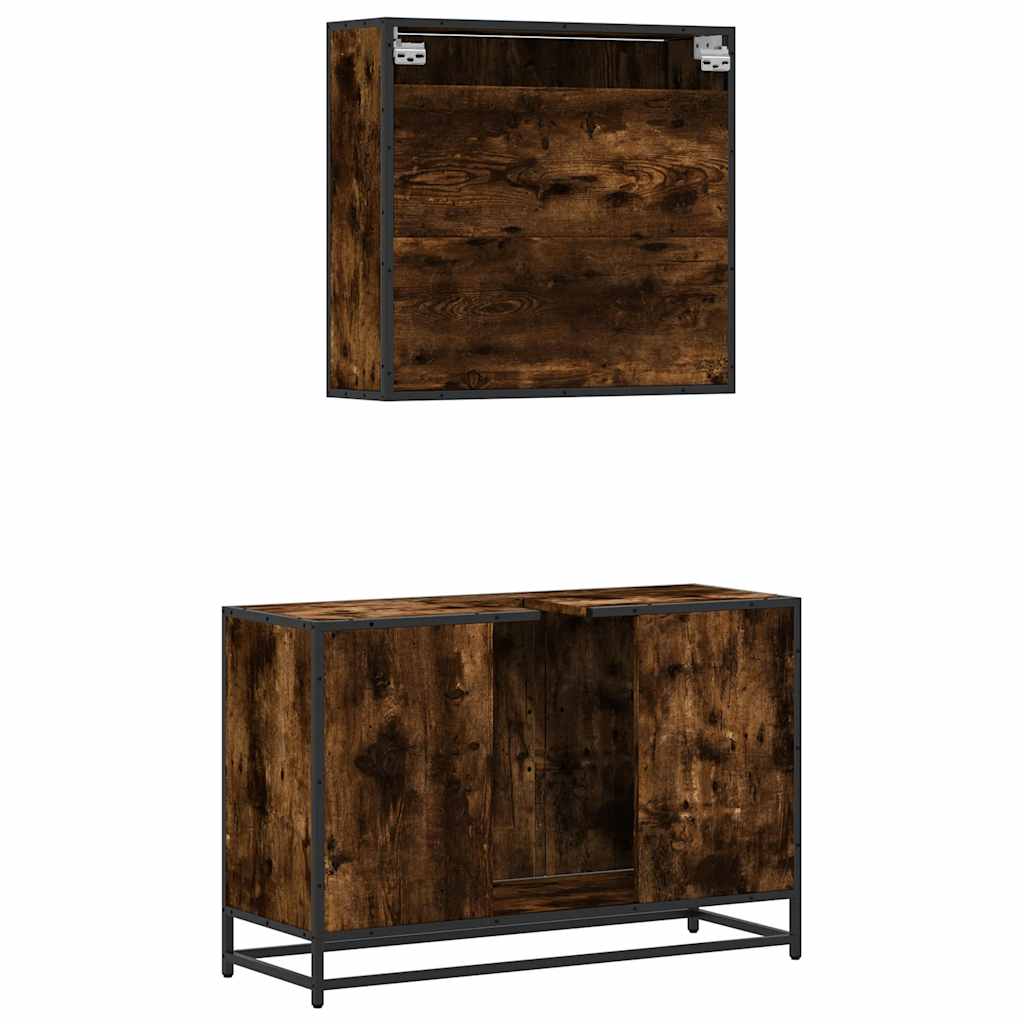 Ensemble de meubles de salle de bain 2 pcs Chêne fumé