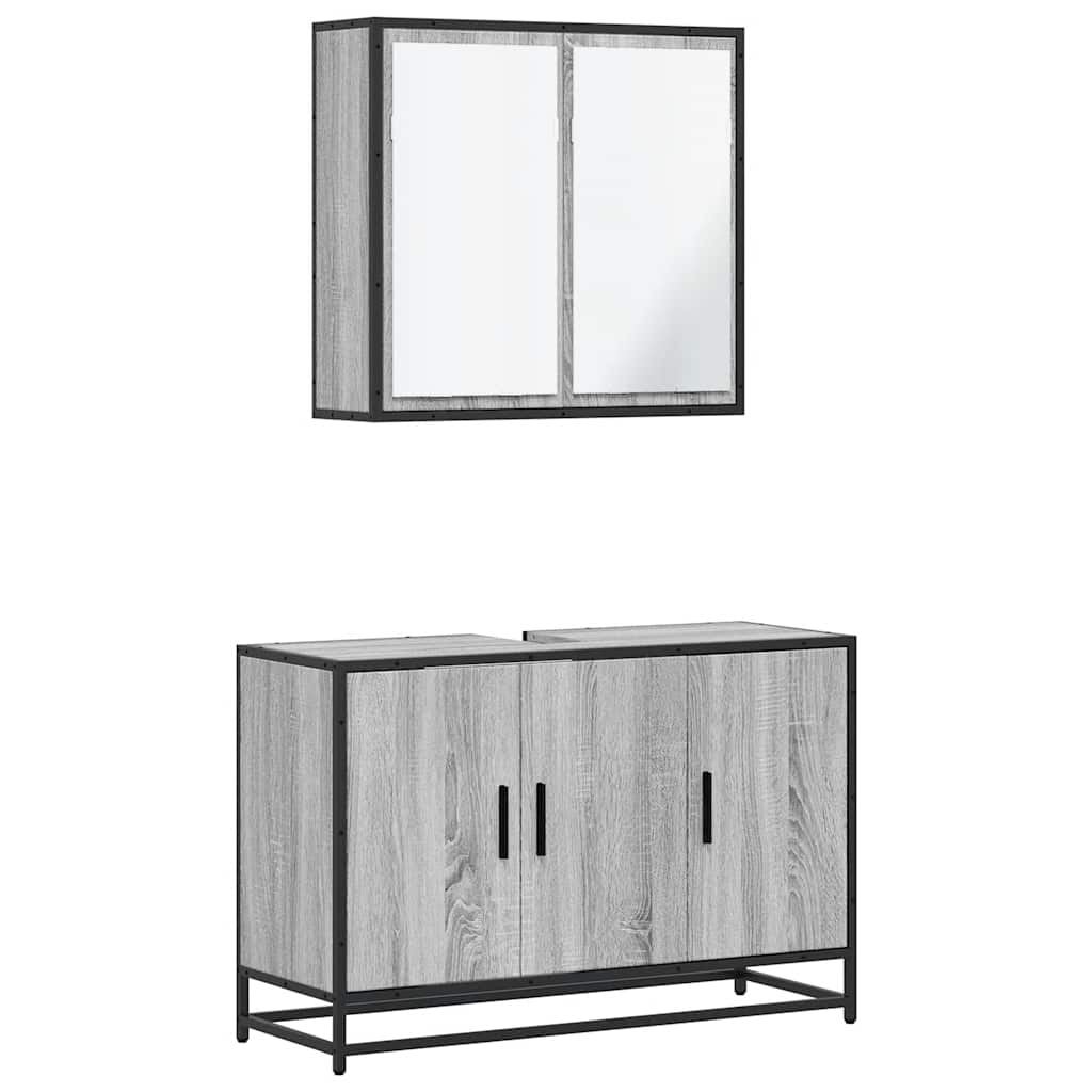 Ensemble de meubles de salle de bain 2 pcs Sonoma gris
