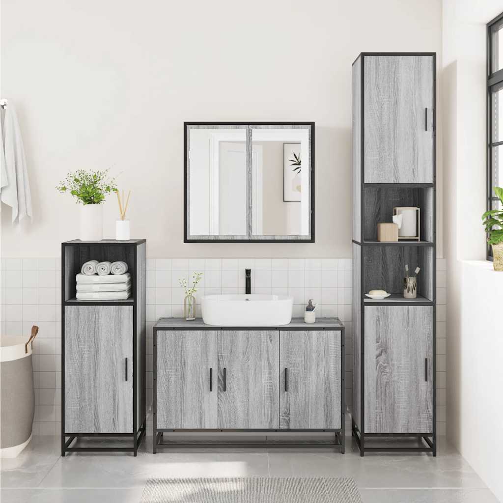Ensemble de meubles de salle de bain 2 pcs Sonoma gris