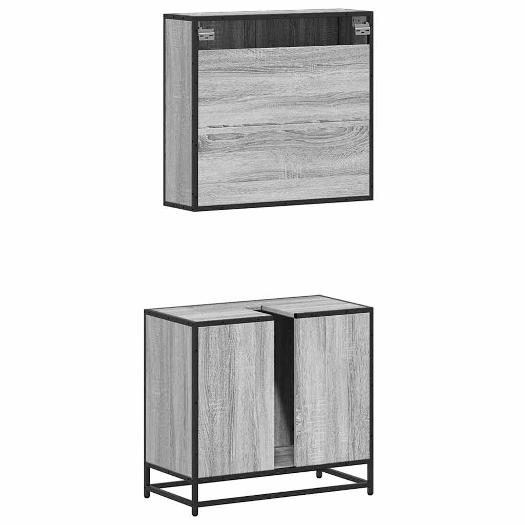 Ensemble de meubles de salle de bain 2 pcs Sonoma gris