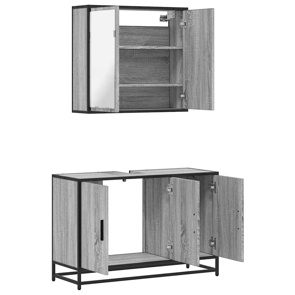 Ensemble de meubles de salle de bain 2 pcs Sonoma gris