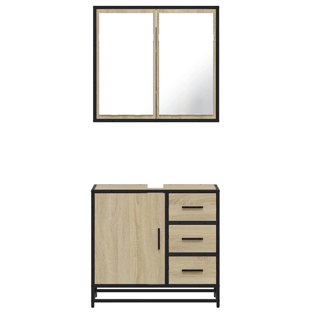 Ensemble de meubles de salle de bain 2 pcs chêne sonoma