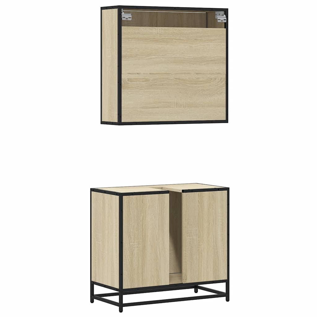 Ensemble de meubles de salle de bain 2 pcs chêne sonoma