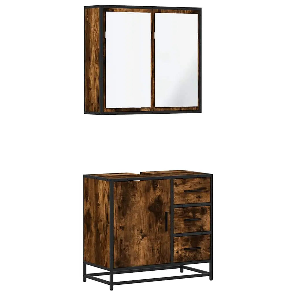 Ensemble de meubles de salle de bain 2 pcs Chêne fumé - XIOS