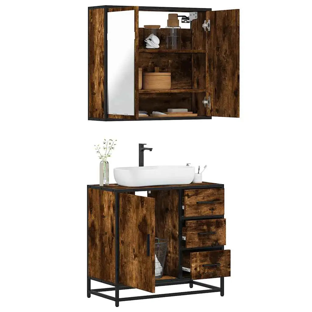 Ensemble de meubles de salle de bain 2 pcs Chêne fumé - XIOS
