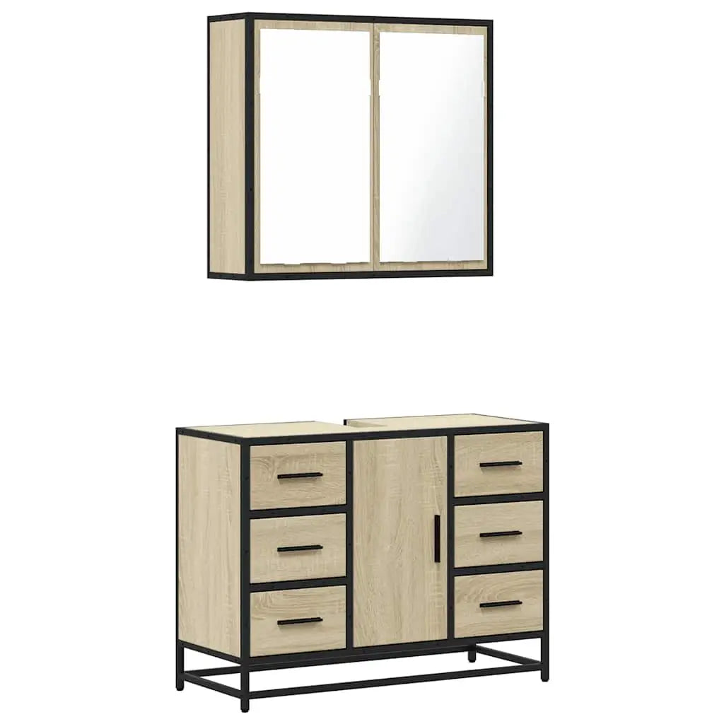 Ensemble de meubles de salle de bain 2 pcs chêne sonoma - XIOS